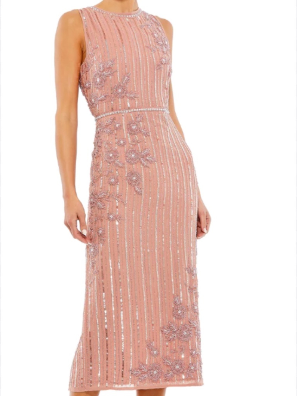 Mac Duggal Rose Blush Beaded Dress